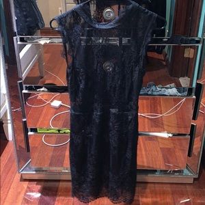 lace high neck cut body con